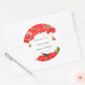Exotic Red Hibisken Blume Art Danke Runder Aufkleber (Umschlag)