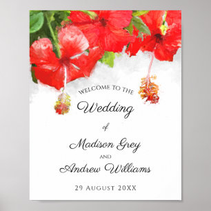 Exotic Red Hibisken Blume Art Wedding Poster