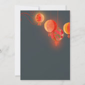 Exotic Red Paper Lanterns Wedding Couples Dusche Einladung (Rückseite)