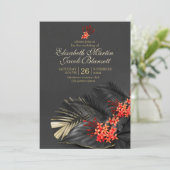 Exotic Red West Indian Jasmine Wedding Einladung (Stehend Vorderseite)