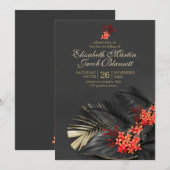 Exotic Red West Indian Jasmine Wedding Einladung (Vorne/Hinten)