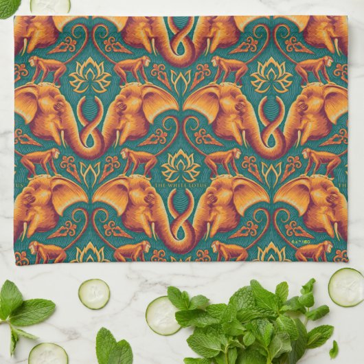 Exotic Safari TapestPattern - The White Lotus Geschirrtuch (Gefaltet)