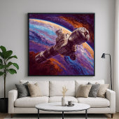 Exotic Satellite - Space Tech Illustration Style Poster