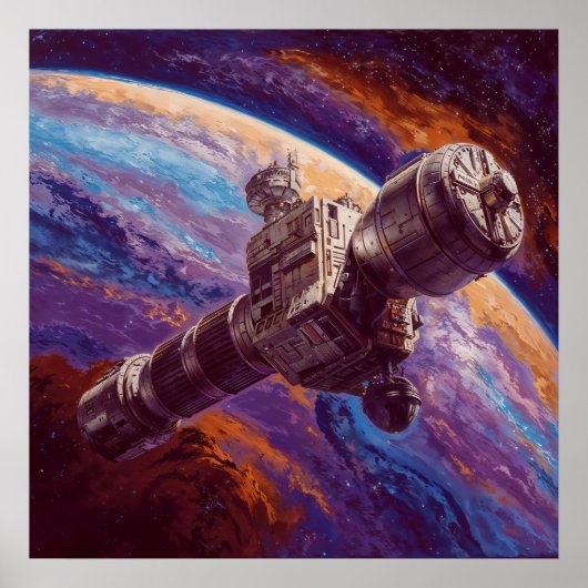 Exotic Satellite - Space Tech Illustration Style Poster (Vorne)
