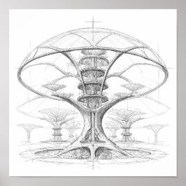 Exotic Sci-Fi Art: Alien Bio-Dome Hydroponic Poster