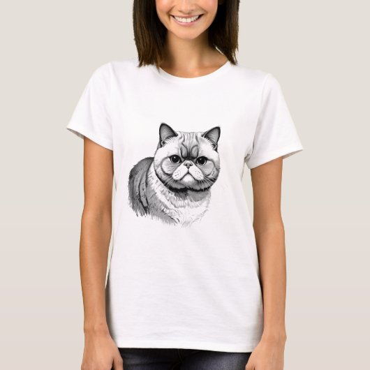 Exotic Shorthair Cat Sketch Women's Tee (Vorderseite)