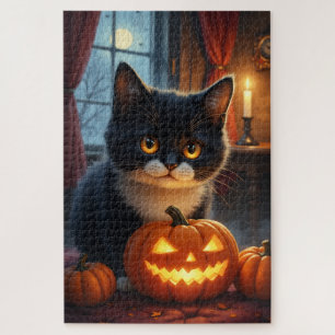 Exotic Shorthair Gothic Halloween-Porträtkunst Puzzle