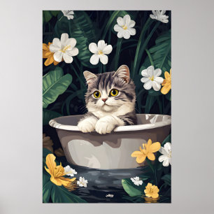 Exotic Shorthair in der Badewanne Poster, Lustige Poster