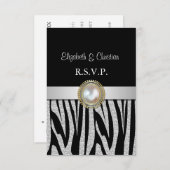 Exotic Silver Zebra Print RSVP Card (Vorne/Hinten)