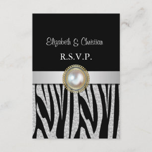 Exotic Silver Zebra Print RSVP Card Karte