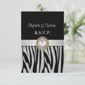 Exotic Silver Zebra Print RSVP Card Karte (Stehend Vorderseite)