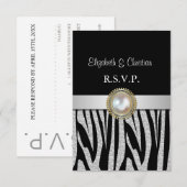 Exotic Silver Zebra Print RSVP Card Karte (Vorne/Hinten)