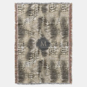 Exotic Snakeskin Wild Animal Print mit Monogramm Decke (Vorderseite Vertikal)