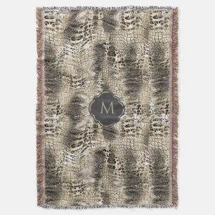 Exotic Snakeskin Wild Animal Print mit Monogramm Decke