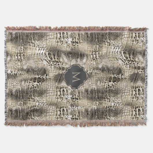 Exotic Snakeskin Wild Animal Print mit Monogramm Decke (Vorderseite)