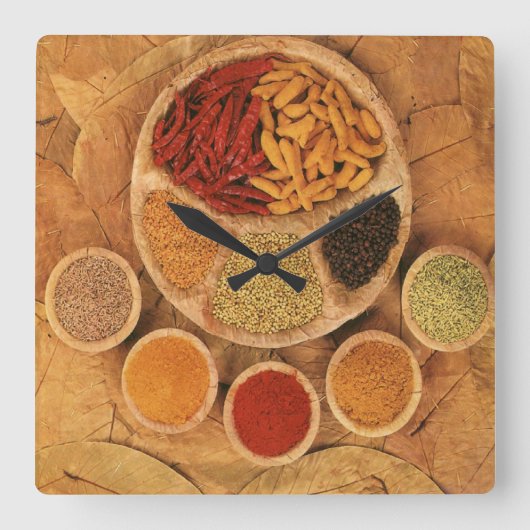 Exotic spices quadratische wanduhr (Vorderseite)