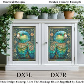 Exotic Steampunk Blue Green Parrot DX7L Decoupage Seidenpapier