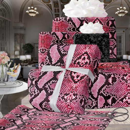 Exotic Strawberry Pink Python Snakeskin Geschenkpapier