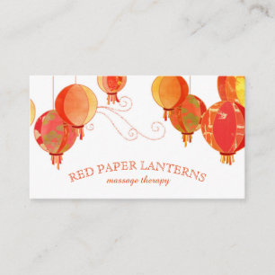 Exotic Stylish Red Paper Lanterns Visitenkarte