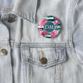 Exotic Summer Blume Monogramm gestreift Button (Beispiel)