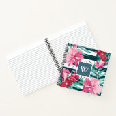 Exotic Summer Floral Design Monogram gestreift Notizblock (Innenseite)