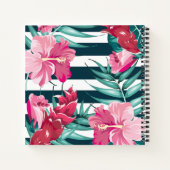 Exotic Summer Floral Design Monogram gestreift Notizblock (Rückseite)