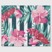 Exotic Summer Floral gestreift Geschenkpapier (Flach)