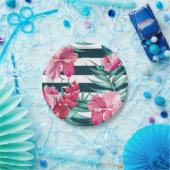 Exotic Summer Floral gestreift Pappteller (Party)