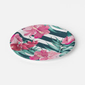Exotic Summer Floral gestreift Pappteller (Schrägansicht)