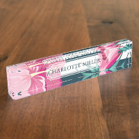 Exotic Summer Floral Monogram gestreift