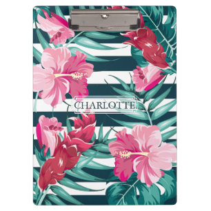 Exotic Summer Monogram floral gestreift Klemmbrett