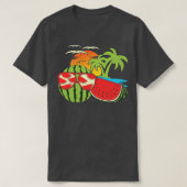 Exotic Summer Sunset Funny Melon Sunglasses Tropic T-Shirt (Design vorne)