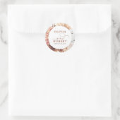 Exotic Terracotta Blume Boho Botanische Hochzeit Runder Aufkleber (Tasche)