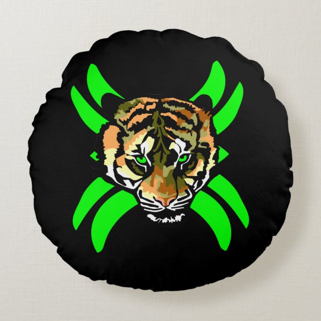 Exotic Tiger Rundes Kissen (Vorderseite)
