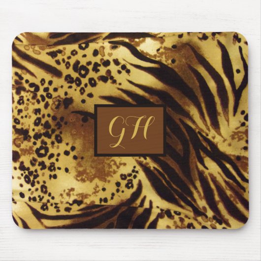 Exotic Tiger Strip Print Retro Animal Monogram Mousepad (Vorne)