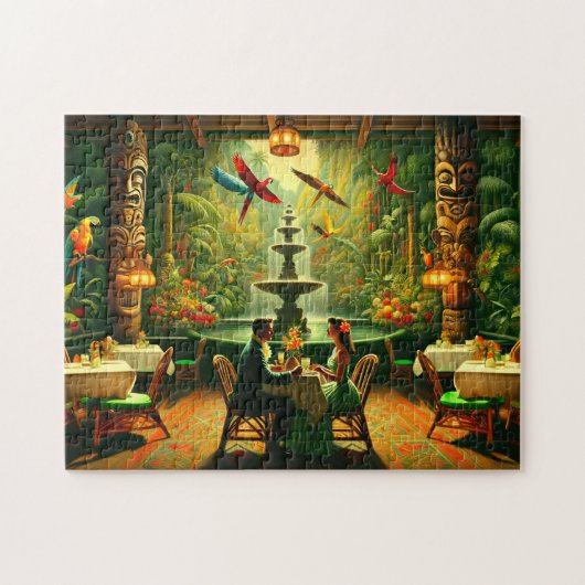 Exotic Tiki Room Tropical Jungle Date Night Puzzle (Horizontal)