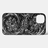 Exotic Tooled Leather Look Charcoal Case-Mate iPhone Hülle (Rückseite (Horizontal))
