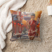 Exotic Toon Girl feiert chinesisches Neujahr Kissen (Decke)