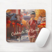 Exotic Toon Girl feiert chinesisches Neujahr Mousepad (Mit Mouse)