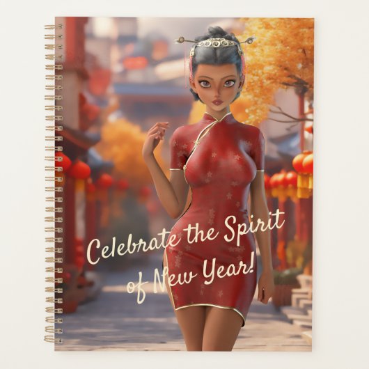 Exotic Toon Girl feiert chinesisches Neujahr Planer (Vorderseite)