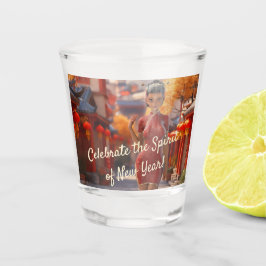 Exotic Toon Girl feiert chinesisches Neujahr Schnapsglas