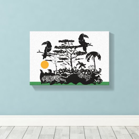 Exotic Toucan and Jungle Scene Canvas Print Leinwanddruck (Insitu (Holzboden))