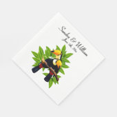 Exotic Toucan Duo Name und Datum Serviette (Ecke)