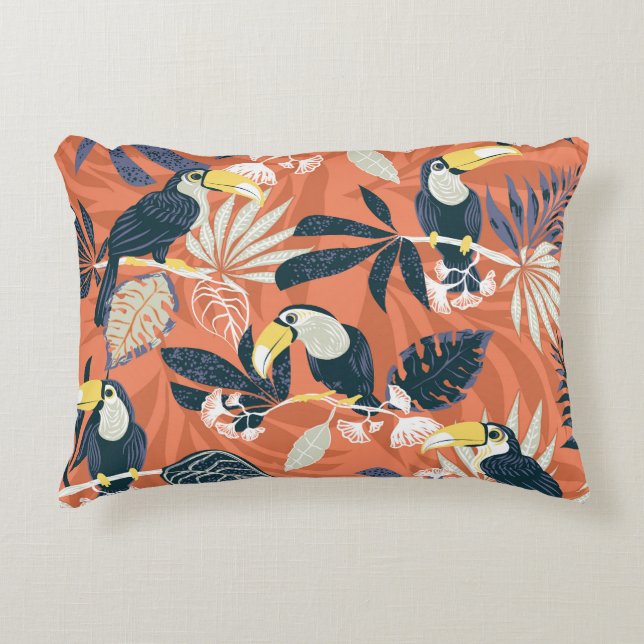 Exotic Toucan Jungle Scene Dekokissen (Vorderseite)
