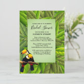 Exotic Toucan w/ Gift Registry Brautparty Einladung (Stehend Vorderseite)