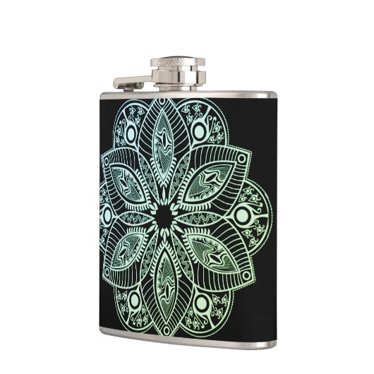 Exotic Tribal Green Gradient Mandala Flachmann (Links)