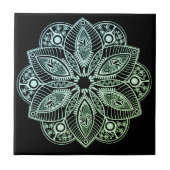 Exotic Tribal Green Gradient Mandala Fliese (Vorderseite)