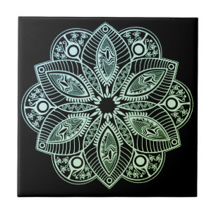Exotic Tribal Green Gradient Mandala Fliese