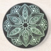 Exotic Tribal Green Gradient Mandala Getränkeuntersetzer (Vorne)