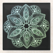 Exotic Tribal Green Gradient Mandala Glasuntersetzer (Vorderseite)